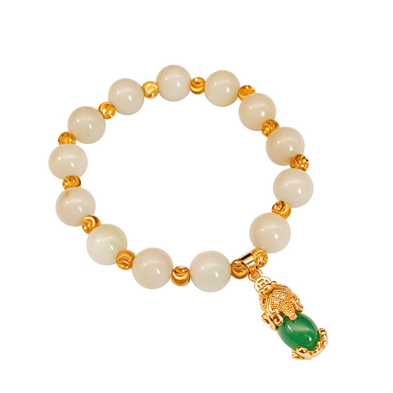 Bracelet en 18K Cuivre Or-plaqué avec Perle Calcédoine