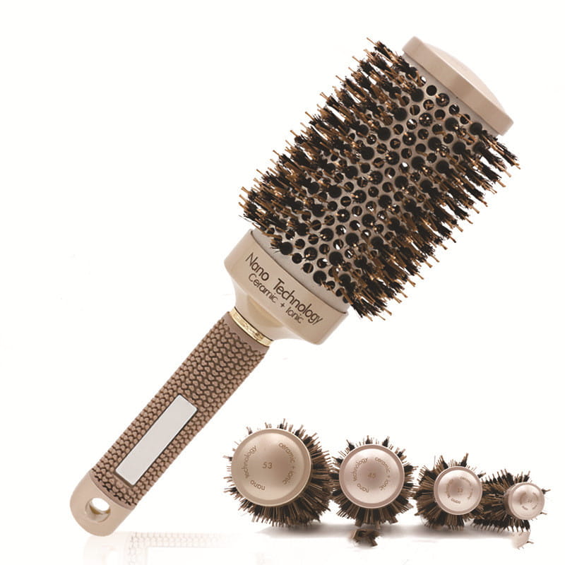 Brosse cheveux nano avec plaque en céramique uniforme