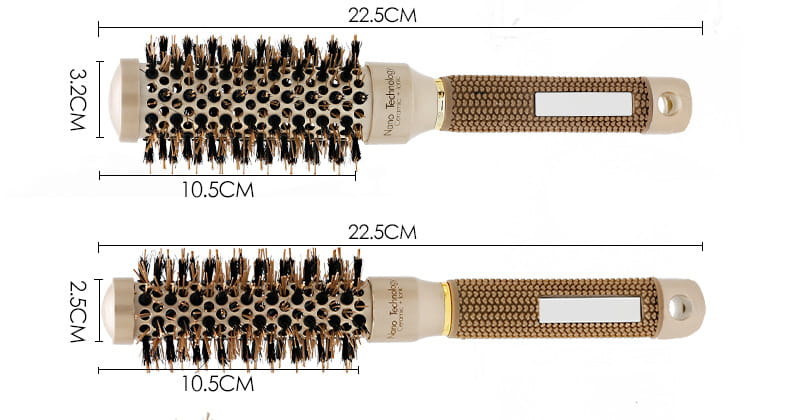 Brosse cheveux nano avec plaque en céramique uniforme