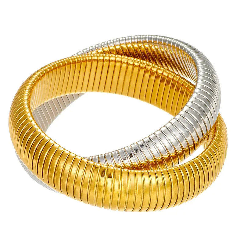 Bracelet Doré 18K avec Double Anneaux