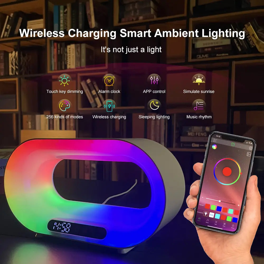 Lampe de Nuit Bluetooth avec Chargeur Sans Fil