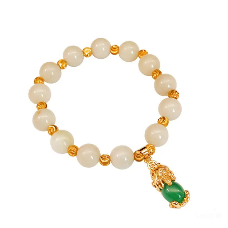 18K Cuivre Or-plaqué Perle Calcédoine Bracelet - Bijoux