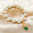 18K Cuivre Or-plaqué Perle Calcédoine Bracelet - Vert