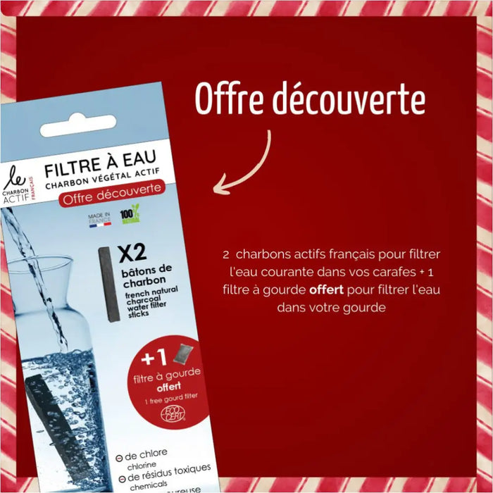 2 bâtons de charbon filtre à eau + filtre à gourde OFFERT-2