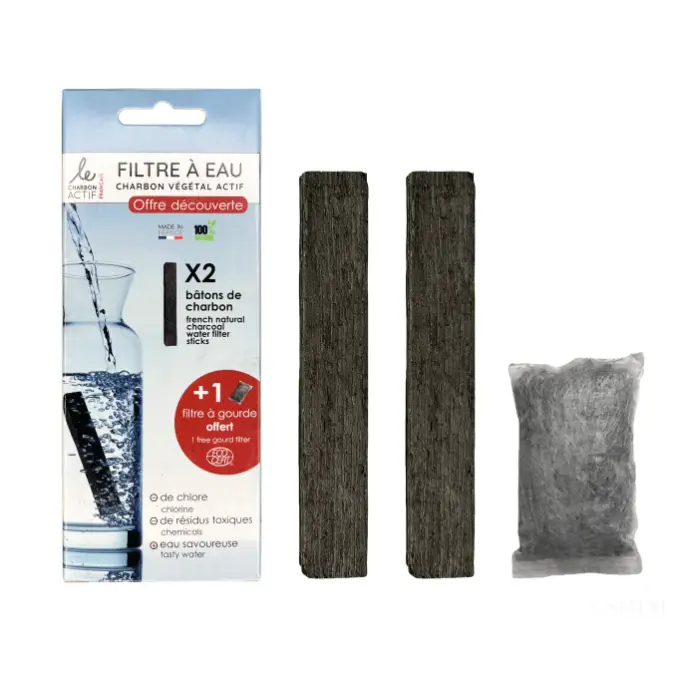 2 bâtons de charbon filtre à eau + filtre à gourde OFFERT-0