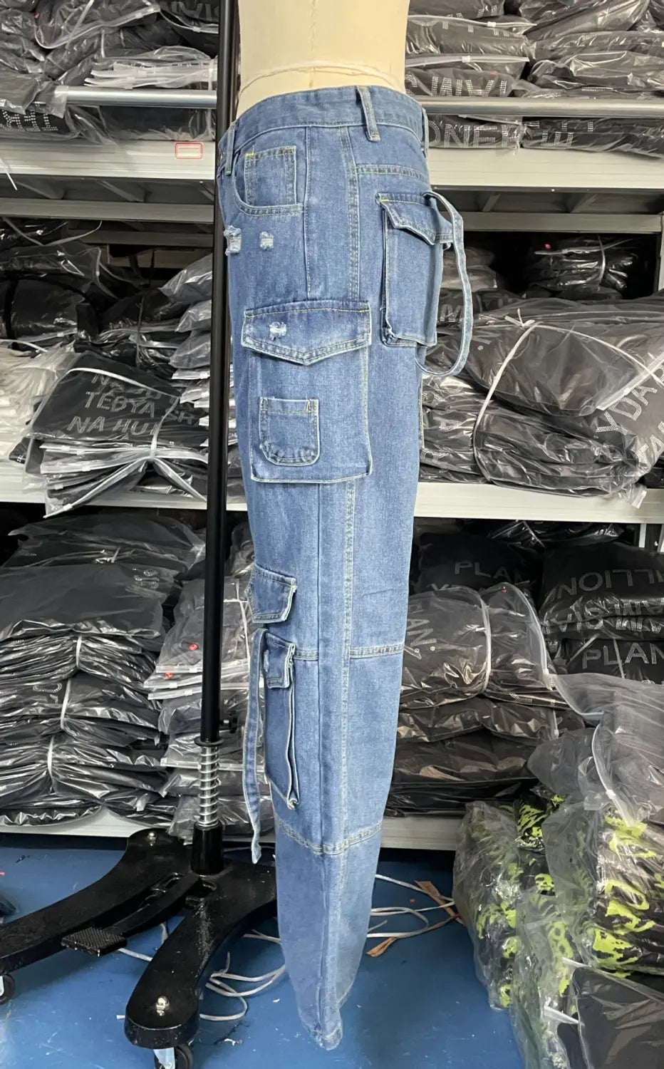 Jeans à couture de poche de style américain taille basse