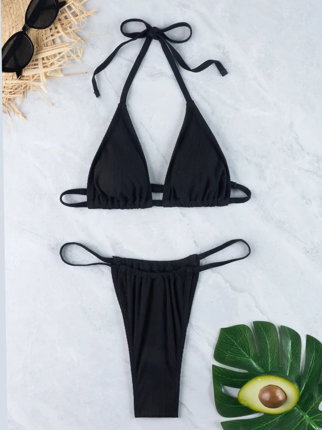 Maillot de bain à rayures unies