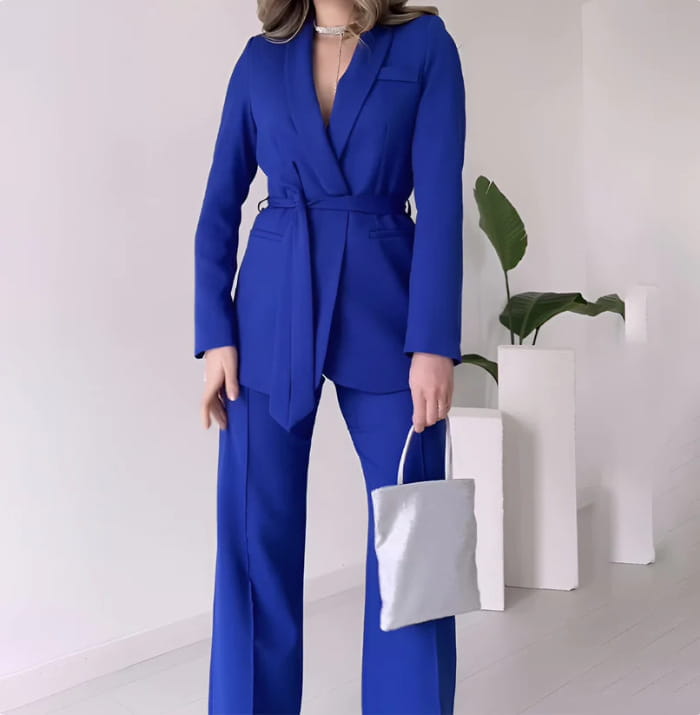 Tailleur Chic avec Nœud en Polyester