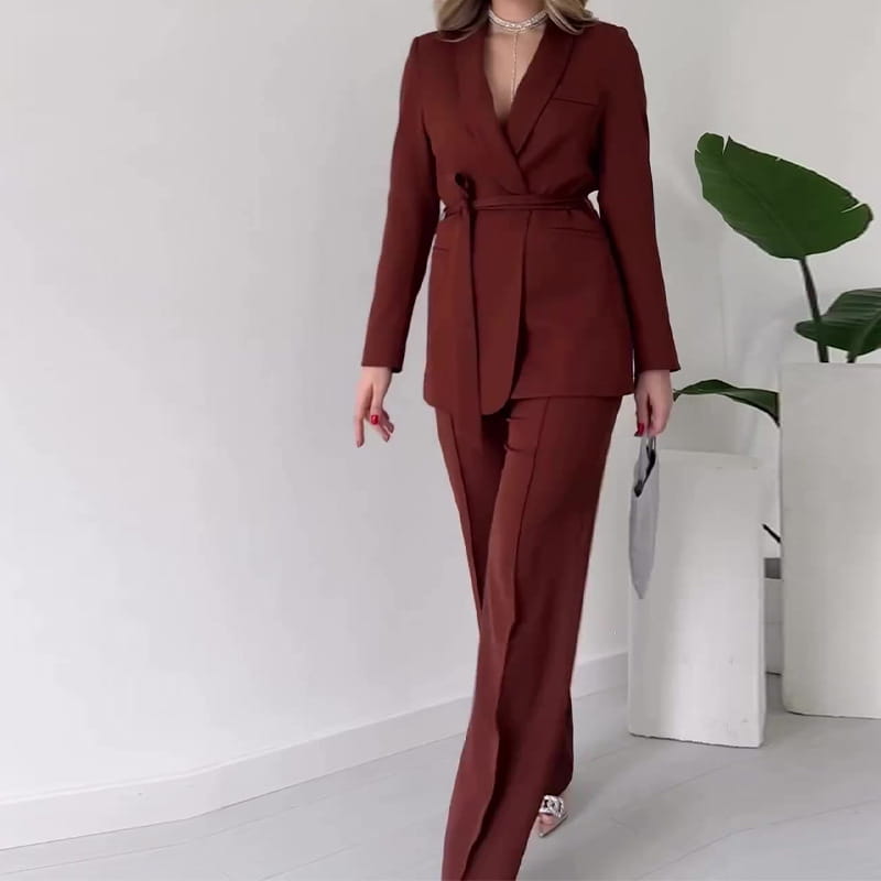 Tailleur Chic avec Nœud en Polyester