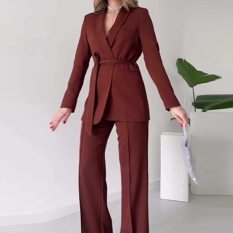 Tailleur Chic avec Nœud en Polyester