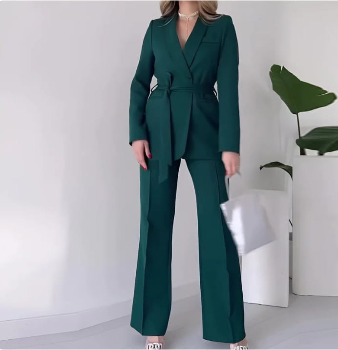 Tailleur Chic avec Nœud en Polyester