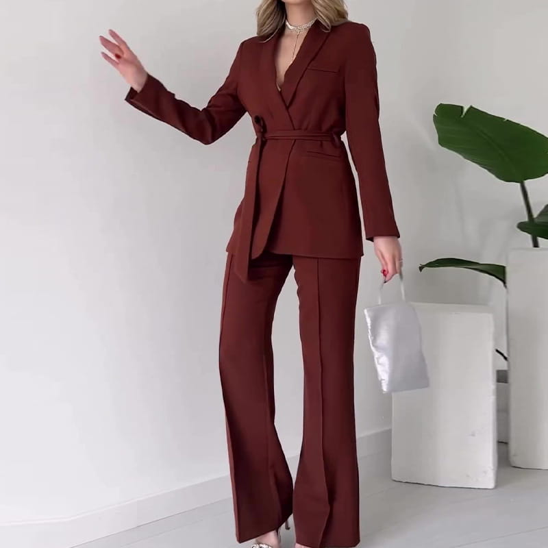 Tailleur Chic avec Nœud en Polyester