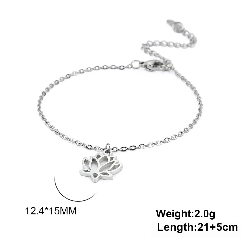 Bracelet lotus en acier inoxydable