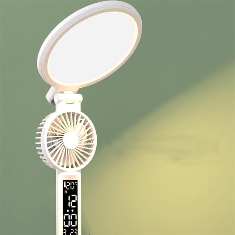 Lampe de Table LED avec Horloge et Mini Ventilateur