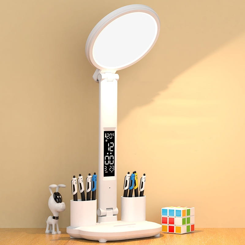 Lampe de Table LED avec Horloge et Mini Ventilateur