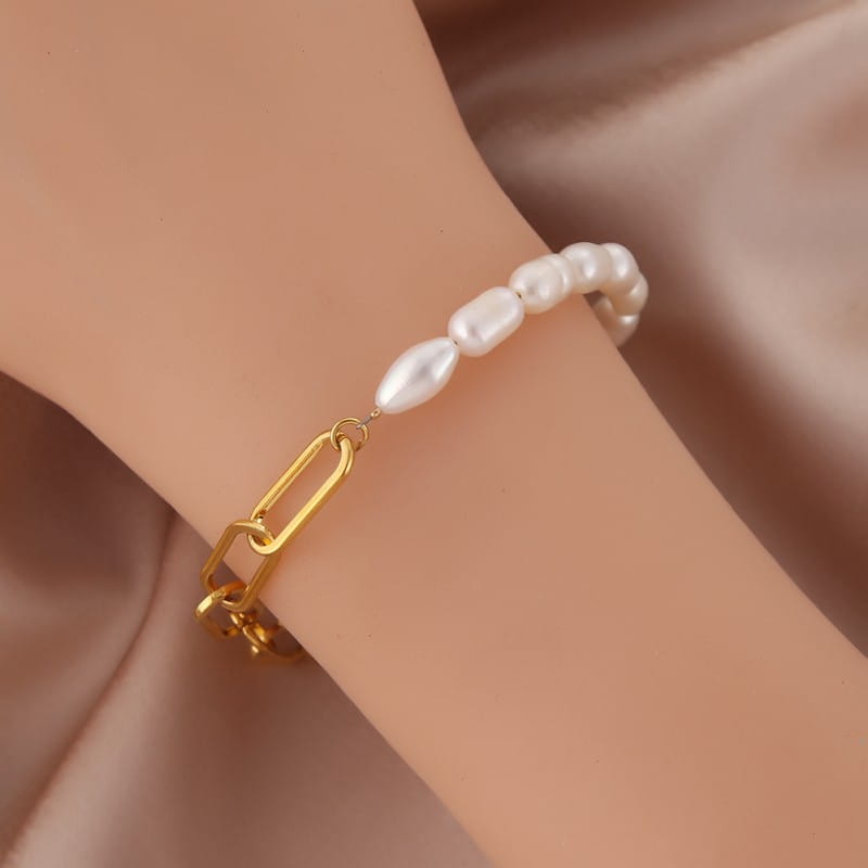 Bracelet en Perle d’Eau Douce et Acier Inoxydable