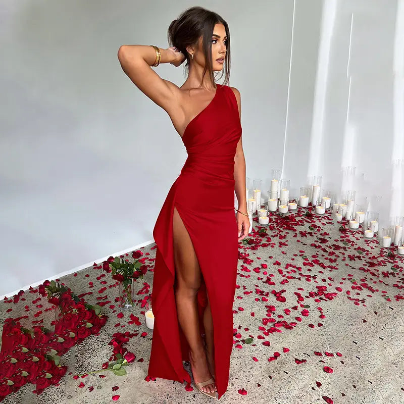 Robe Sexy Élégante Une Épaule