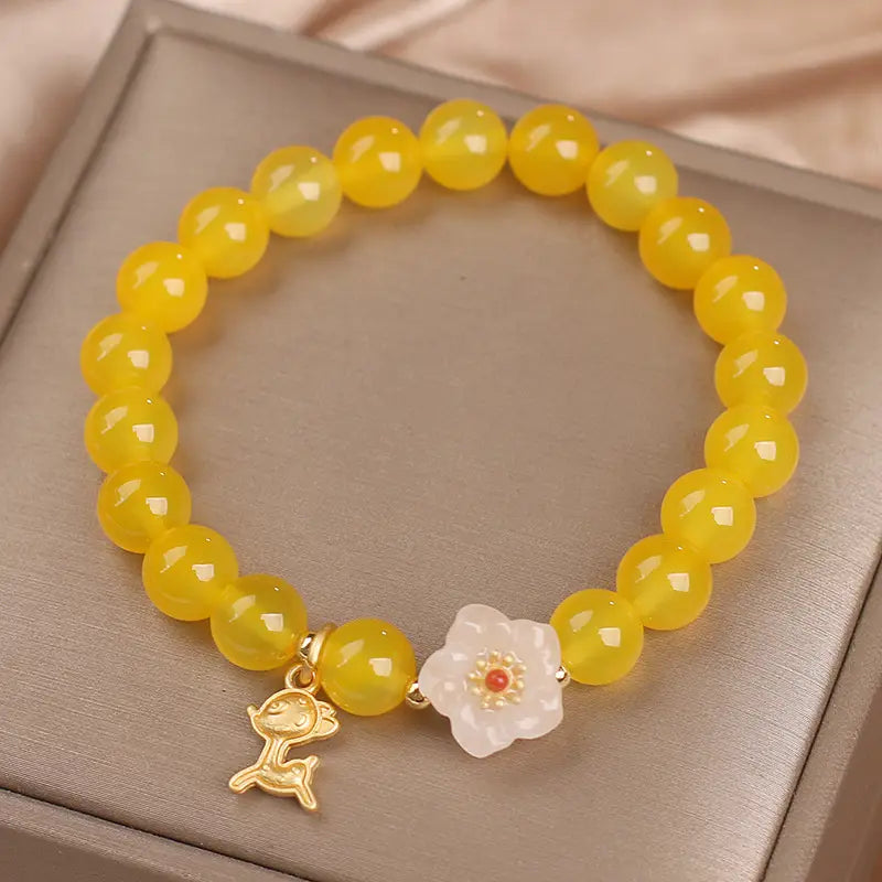 Bracelet en Agate Jaune Naturelle - Design Unique