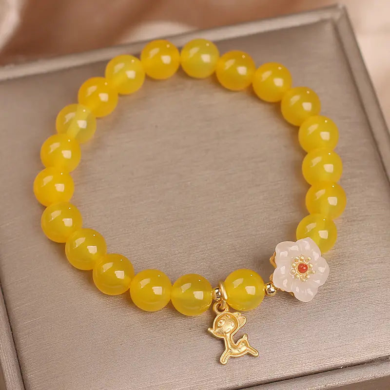 Bracelet en Agate Jaune Naturelle - Design Unique