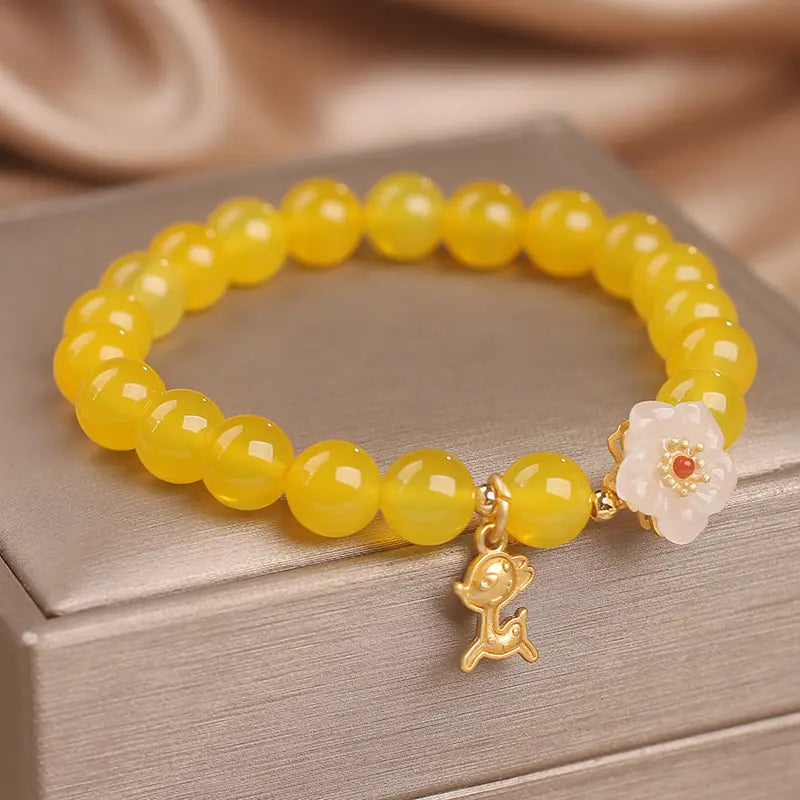 Bracelet en Agate Jaune Naturelle - Design Unique