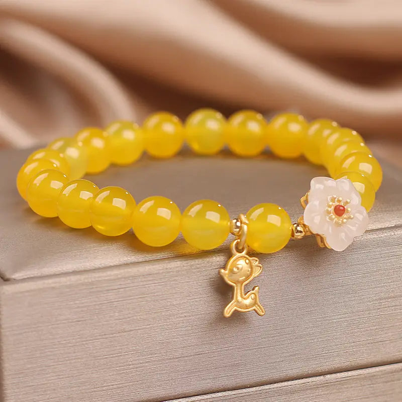 Bracelet en Agate Jaune Naturelle - Design Unique