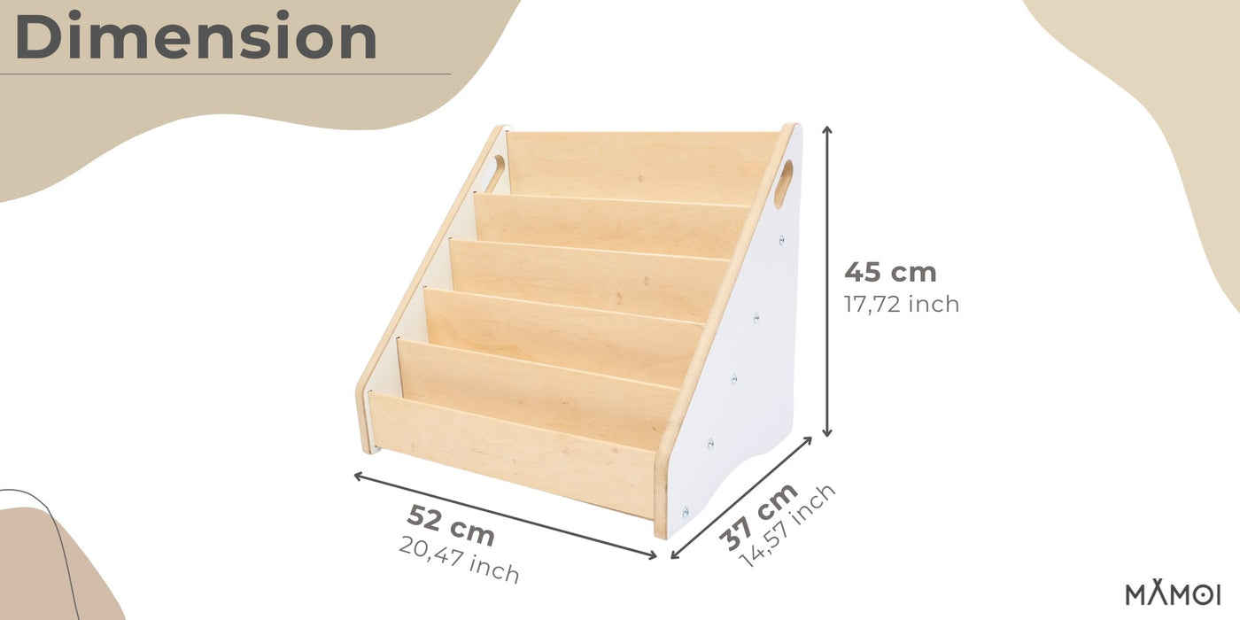 MAMOI® Bibliothèque pour enfants en bois, étagère pour livres d'enfants, support de livres, étagère murale pour chambre d'enfants, étagère, Book Shelf, étagère pour enfants-1