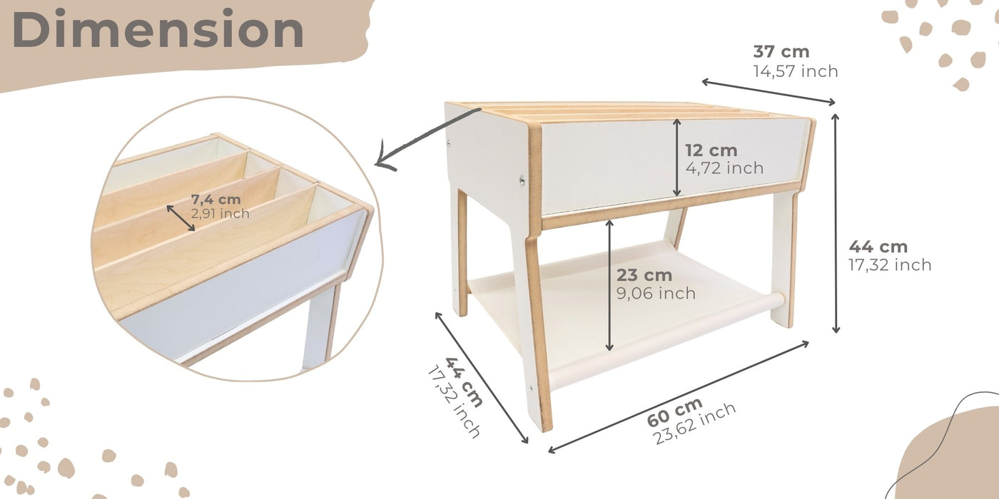 MAMOI® bibliothèque pour enfants en bois, étagère pour enfants, étagère pour livres d'enfants, support de livres, étagère et étagère murale pour chambre d'enfants. Book Shelf.-1