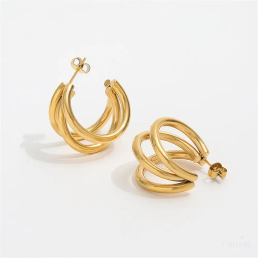 Annabel - Triple Hoop Earrings Gold-0