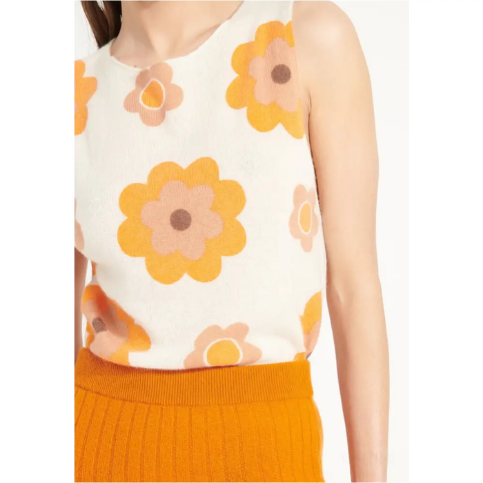 AVA 4 Crop top en cachemire déjaugé à fleurs sans manches multicouleur-4