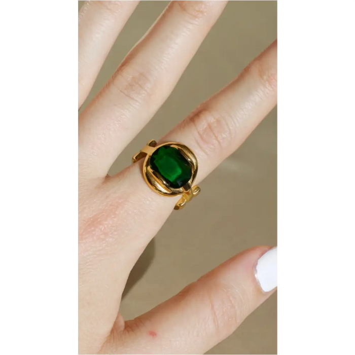 Bague à chaîne en cristal vert-15