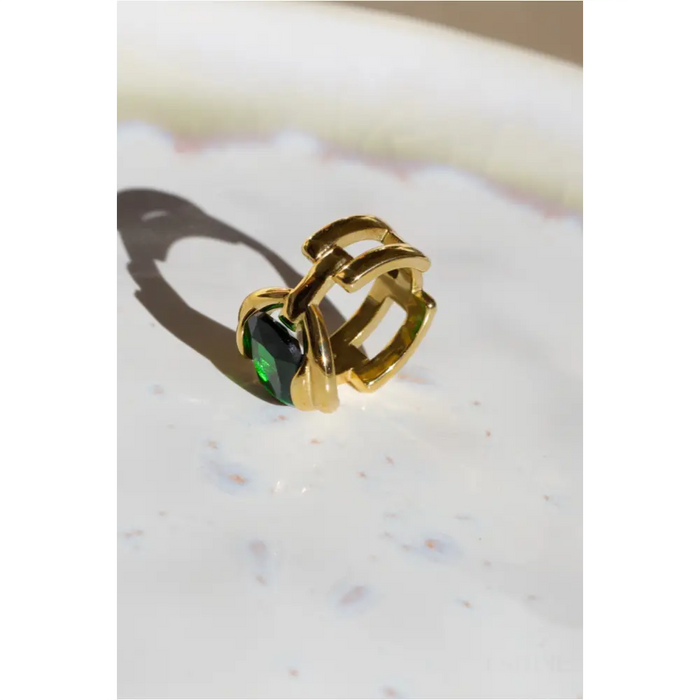 Bague à chaîne en cristal vert-14