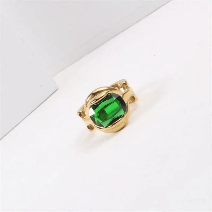 Bague à chaîne en cristal vert-9