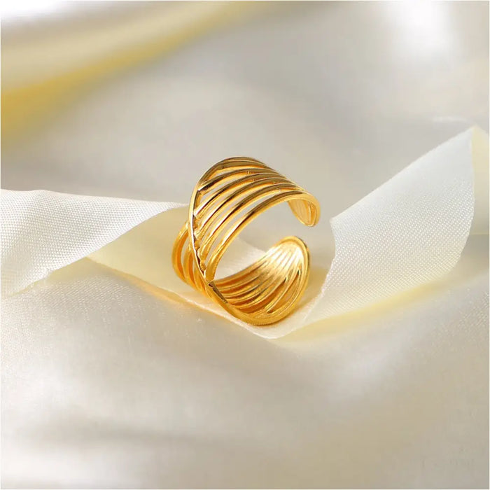 Bague en Acier Inoxydable 18K - Style Ins Fashion - Doré