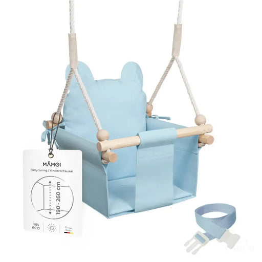 MAMOI® Balancoire interieur pour bebe et enfants, Siege balançoire en bois et en coton pour bébé, Balansoire pour enfant, Balancelle scandinave, Baby swing-0