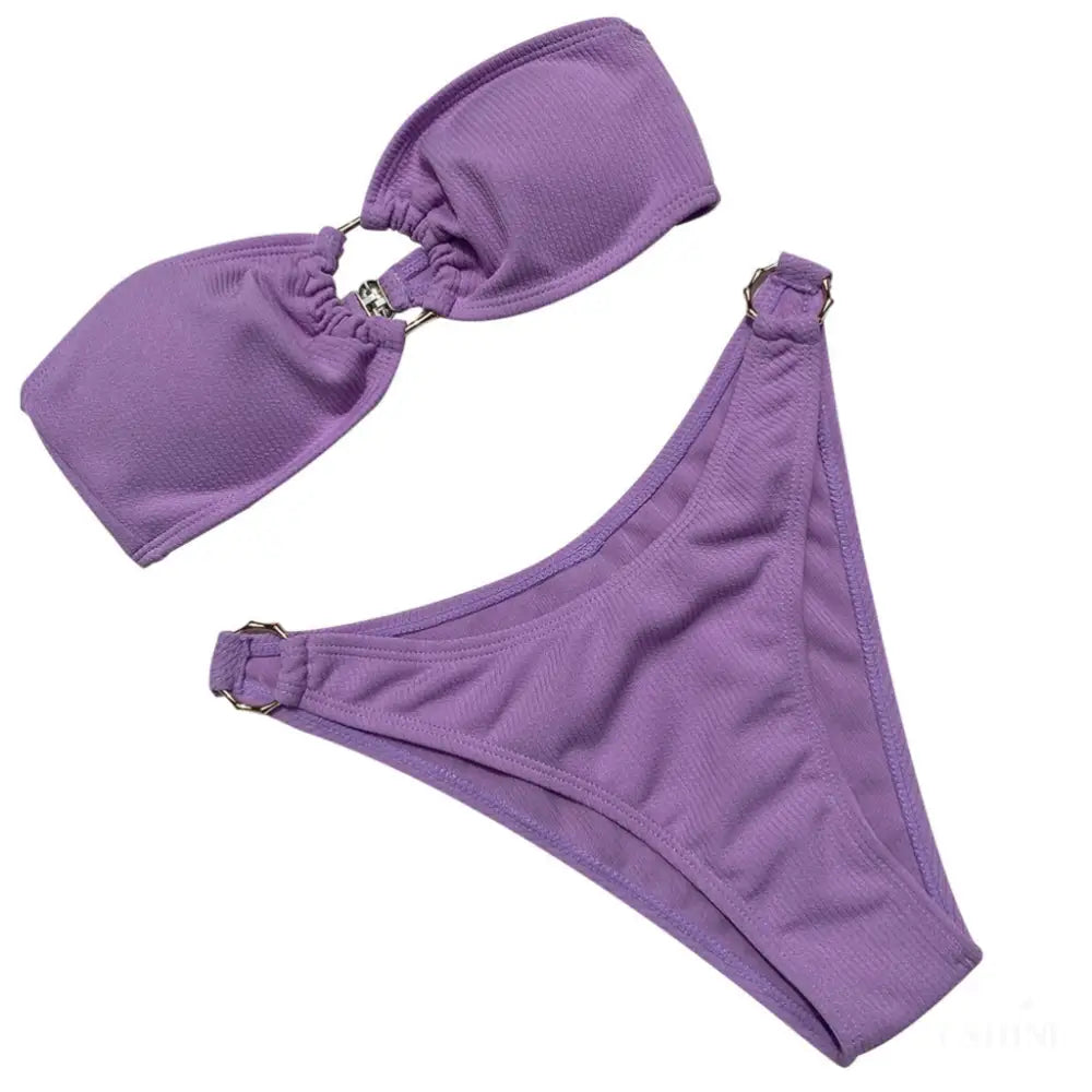 Bikini Anneaux Circulaires - Violet / L - Bikini 2 pièces