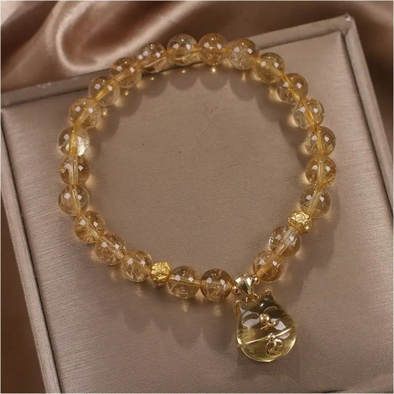 Bracelet de Cristal Jaune pour Femmes Style National