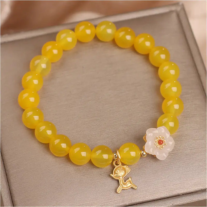 Bracelet en Agate Jaune Naturelle - Design Unique - Jaune