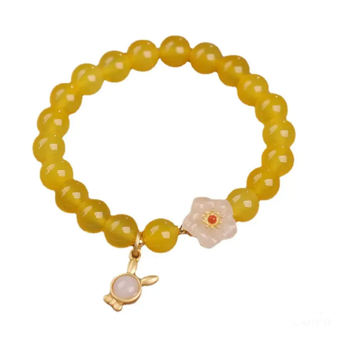 Bracelet en Agate Jaune Naturelle - Design Unique - Jaune