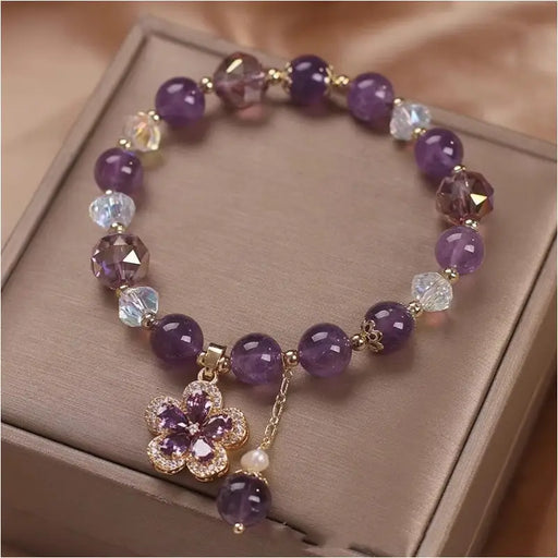 Bracelet en Améthyste Naturelle Élégant - Violet - Bijoux