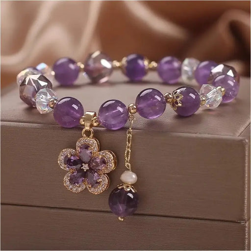 Bracelet en Améthyste Naturelle Élégant - Violet - Bijoux