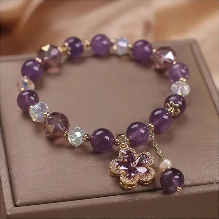 Bracelet en Améthyste Naturelle Élégant - Violet - Bijoux