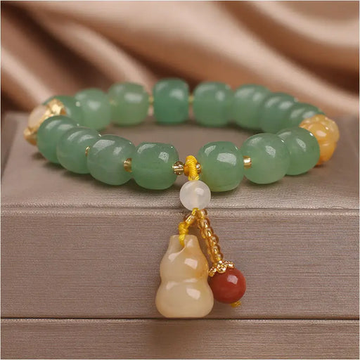 Bracelet en Perles de Quartz Fraise Naturelles - Vert