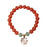 Bracelet ethnique en Agate Rouge avec Chat Chanceux - Rouge