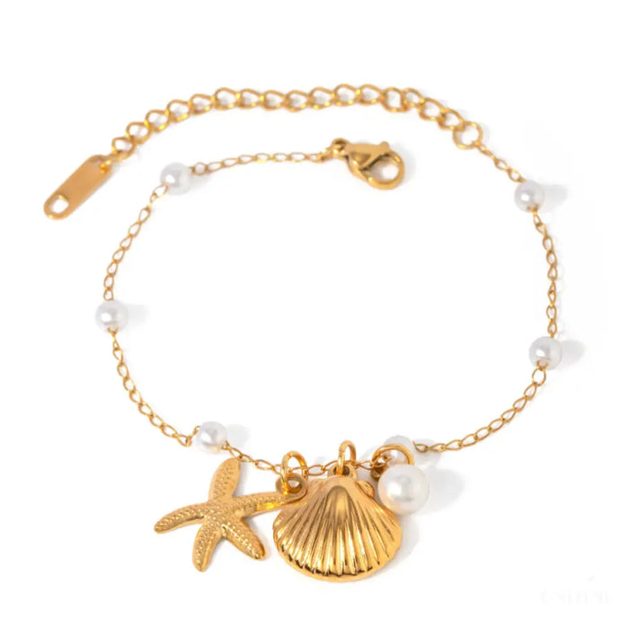 Bracelet Étoile de Mer en Acier Inoxydable 18K Or - Bijoux