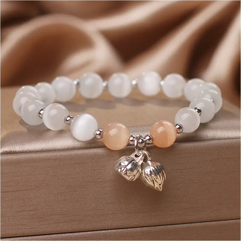 Bracelet Opale Fleur Lotus Féminin - Blanc - Bijoux