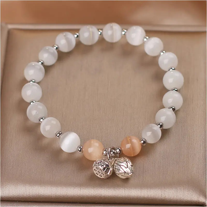 Bracelet Opale Fleur Lotus Féminin - Blanc - Bijoux