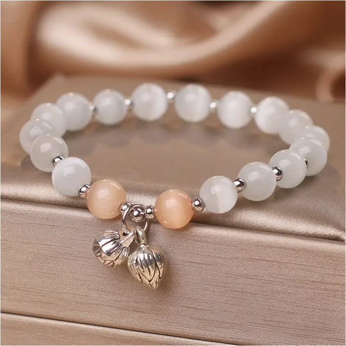 Bracelet Opale Fleur Lotus Féminin - Blanc - Bijoux