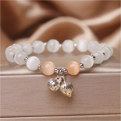 Bracelet Opale Fleur Lotus Féminin - Blanc - Bijoux