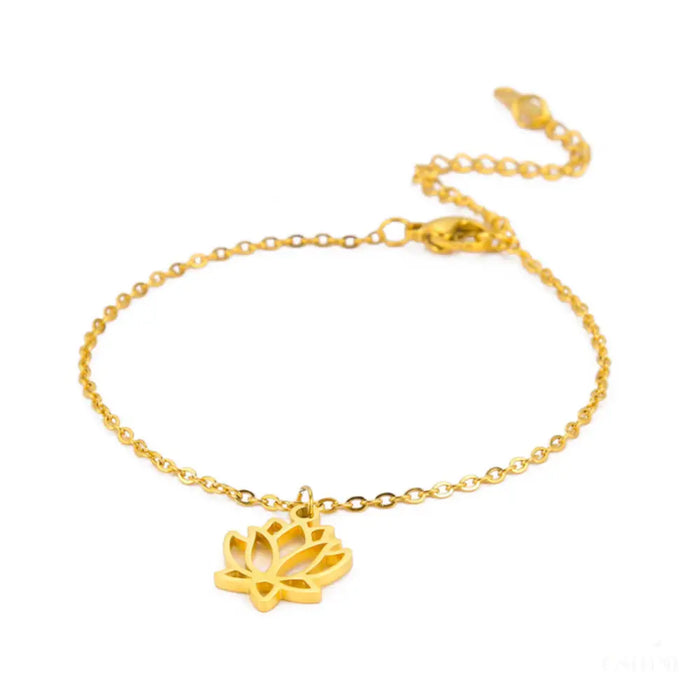 Bracelet pendentif bohème en acier inoxydable Lotus