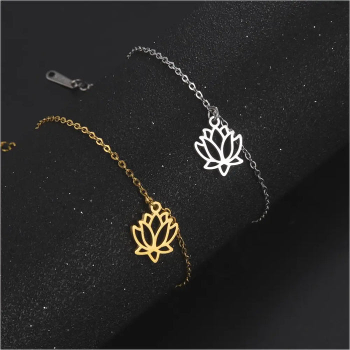 Bracelet pendentif bohème en acier inoxydable Lotus